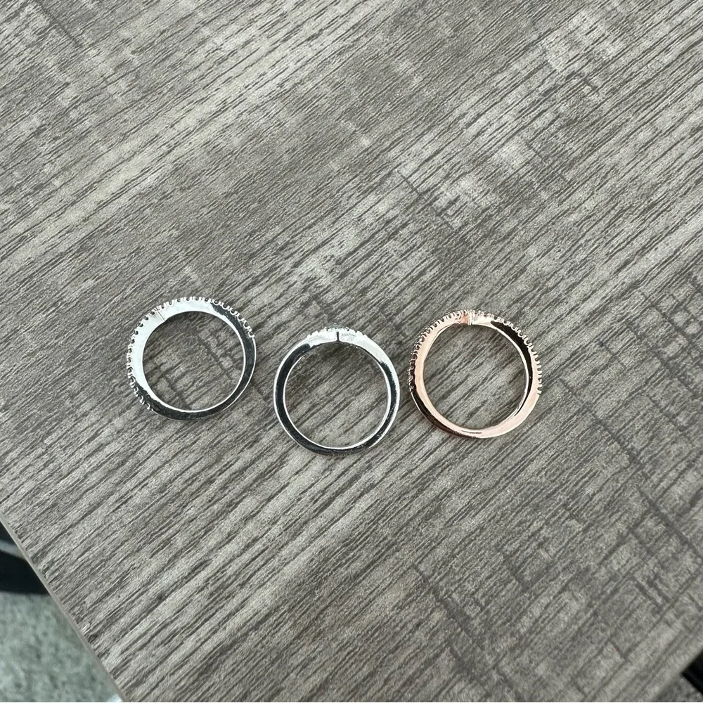3 Pandora Wishbone Pinky Rings Rose gold and Sterling Silver Size 3 - Picture 4 of 11